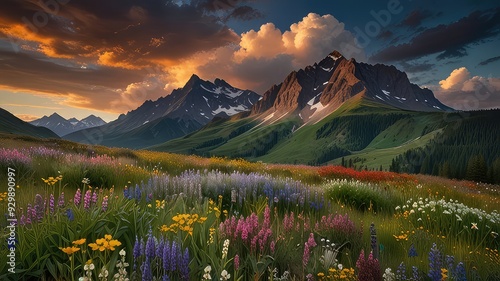 A majestically rugged mountain landscape the scene