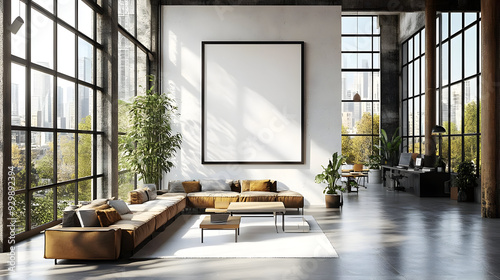 Modern living room with lar...
