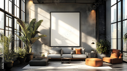 Modern living room with lar...