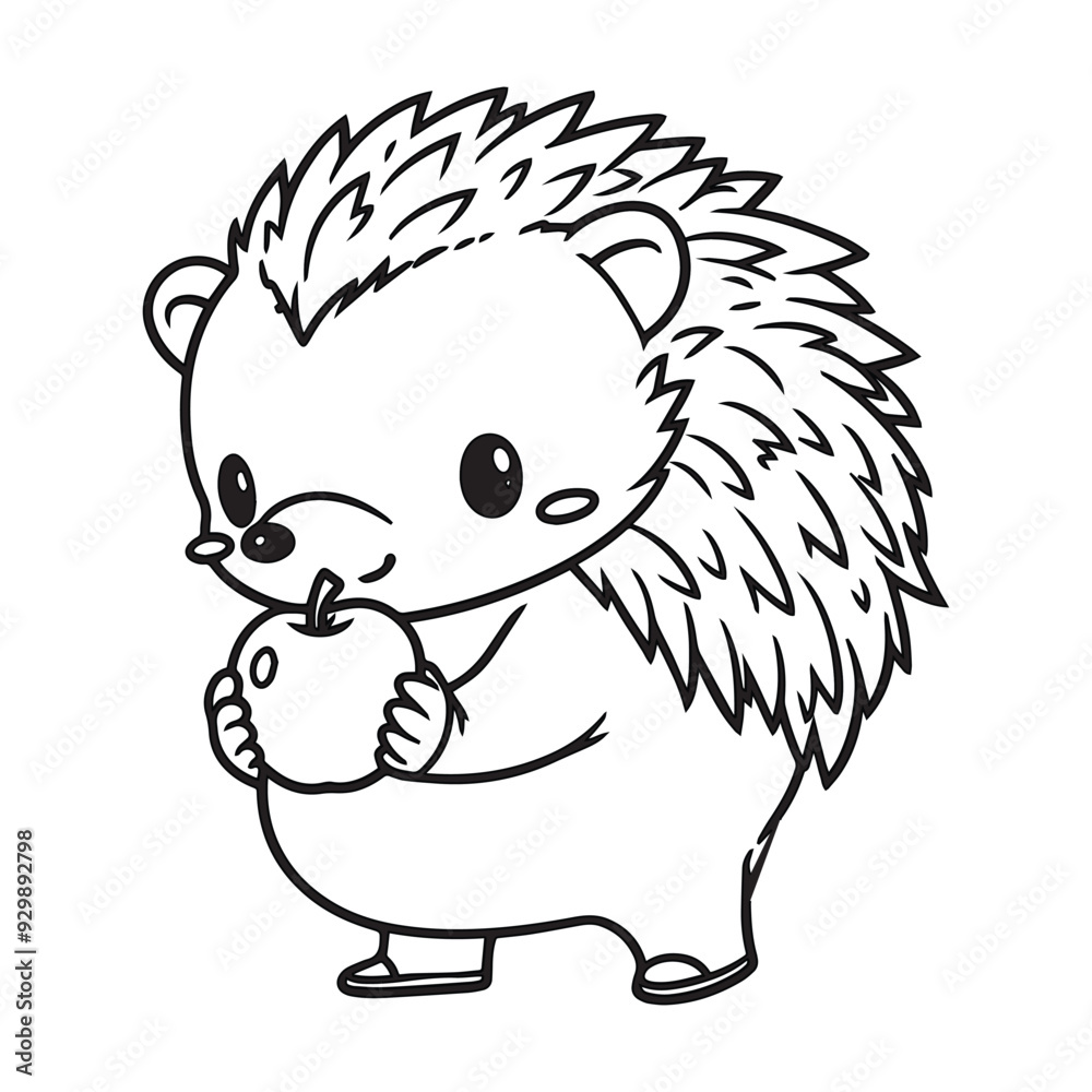 A hedgehig holding an apple A hedgehig holding an apple