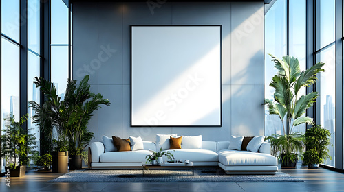 Modern living room with lar...