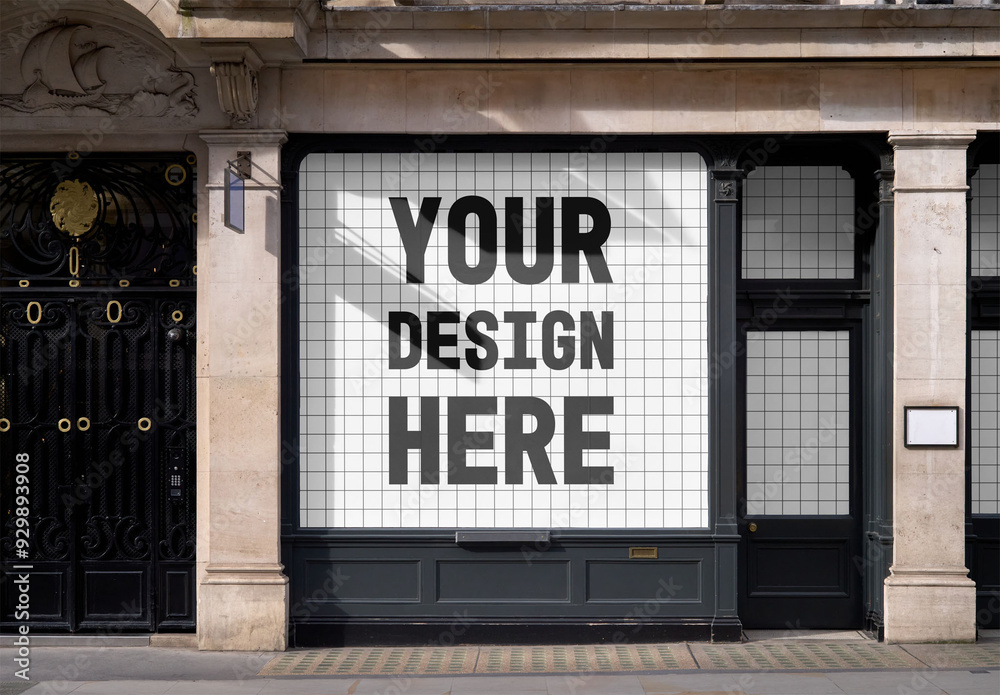 Mockup Of Square Customizable Sign On Building Stock Template | Adobe Stock