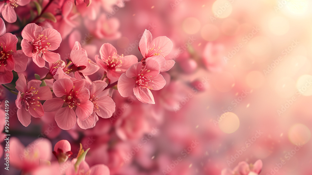 cluster of soft pink cherry blossoms bathed in warm sunlight. The gentle petals and bokeh background cluster of soft pink cherry blossoms bathed in warm sunlight. The gentle petals and bokeh background