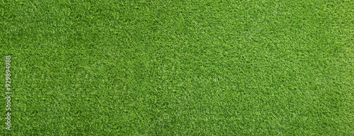 Green artificial grass as background, banner design photo