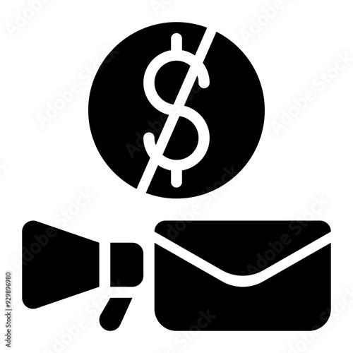 free, email marketing, email, campaign, advertising, broadcasting solid or glyph icon