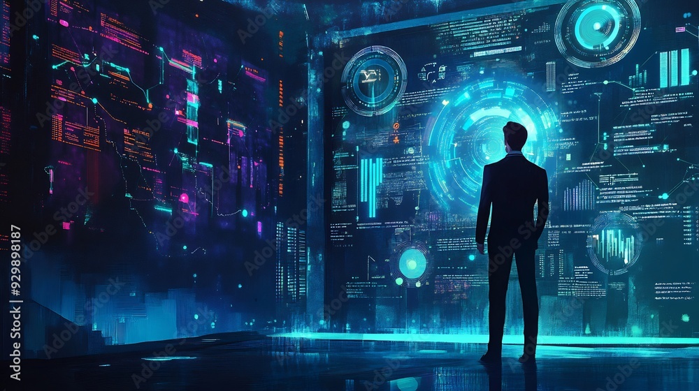 Cyberpunk Man in a Digital World Cyberpunk Man in a Digital World