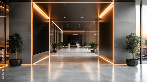 Modern office hallway with ...