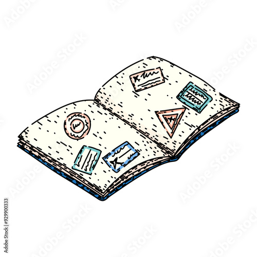 renewal passport hand drawn. travel identification, document international, embassy consulate renewal passport vector sketch. isolated color illustration