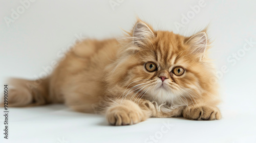 Persian kitten Fold body shot isolated on white background