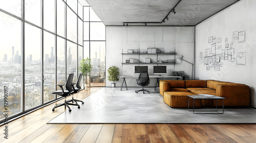 Modern office interior with...