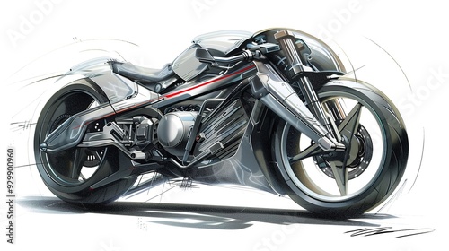 A futuristic motorcycle design, with a sleek and modern look. photo