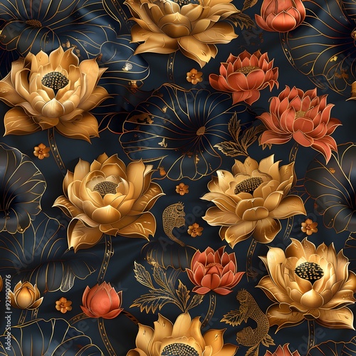 golden floral background