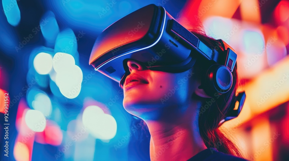Woman Immersed in Virtual Reality Woman Immersed in Virtual Reality