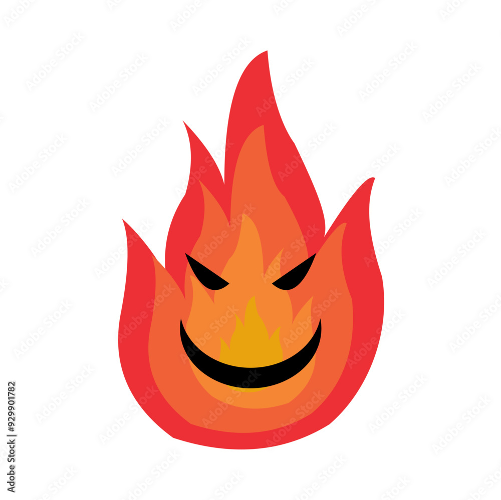 fire cartoon with angry facial expression