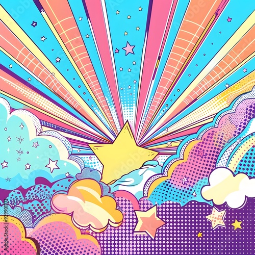 retro background with clouds