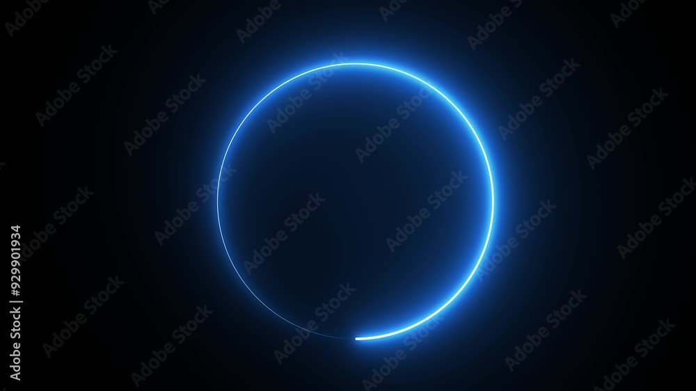 Abstract glowing blue neon circle animation. Bright neon light effect circle frame Loop background 4K Abstract glowing blue neon circle animation. Bright neon light effect circle frame Loop background 4K