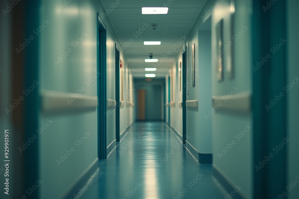 Blurred image background of a hospital or clinic corridor Blurred image background of a hospital or clinic corridor