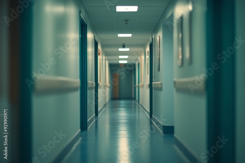 Blurred image background of a hospital or clinic corridor