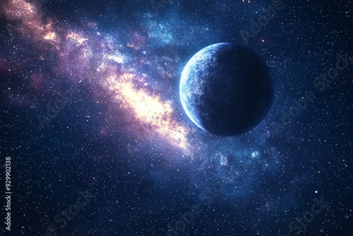 Space cosmic illustration with planets scene created with Generative AI