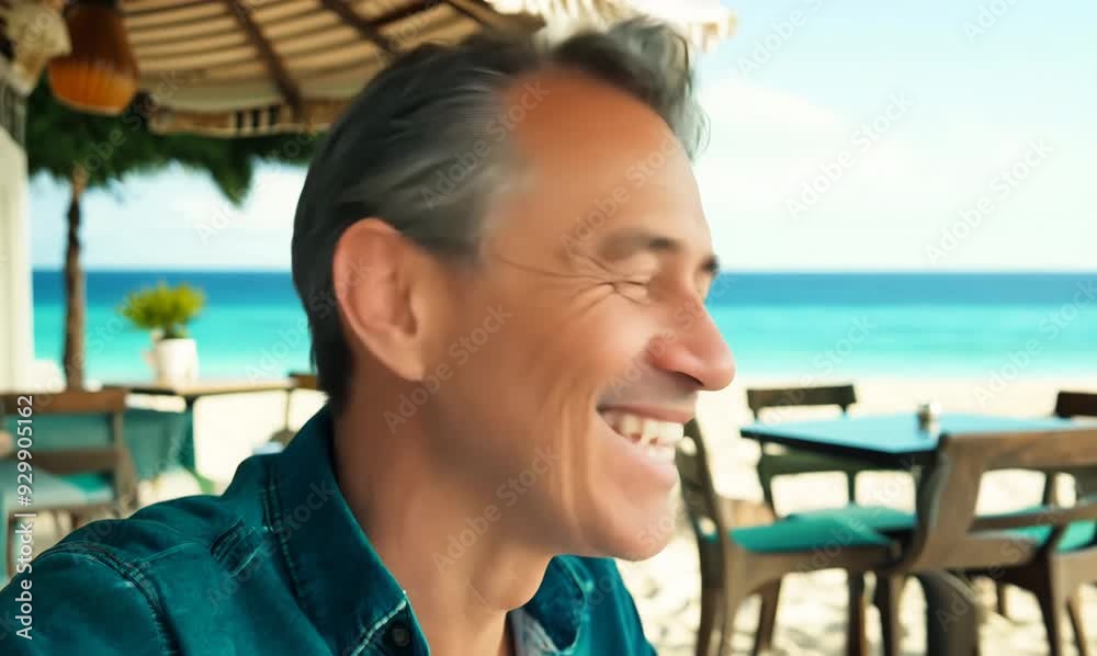 Portrait of happy senior man smiling at the beach in summertime Portrait of happy senior man smiling at the beach in summertime