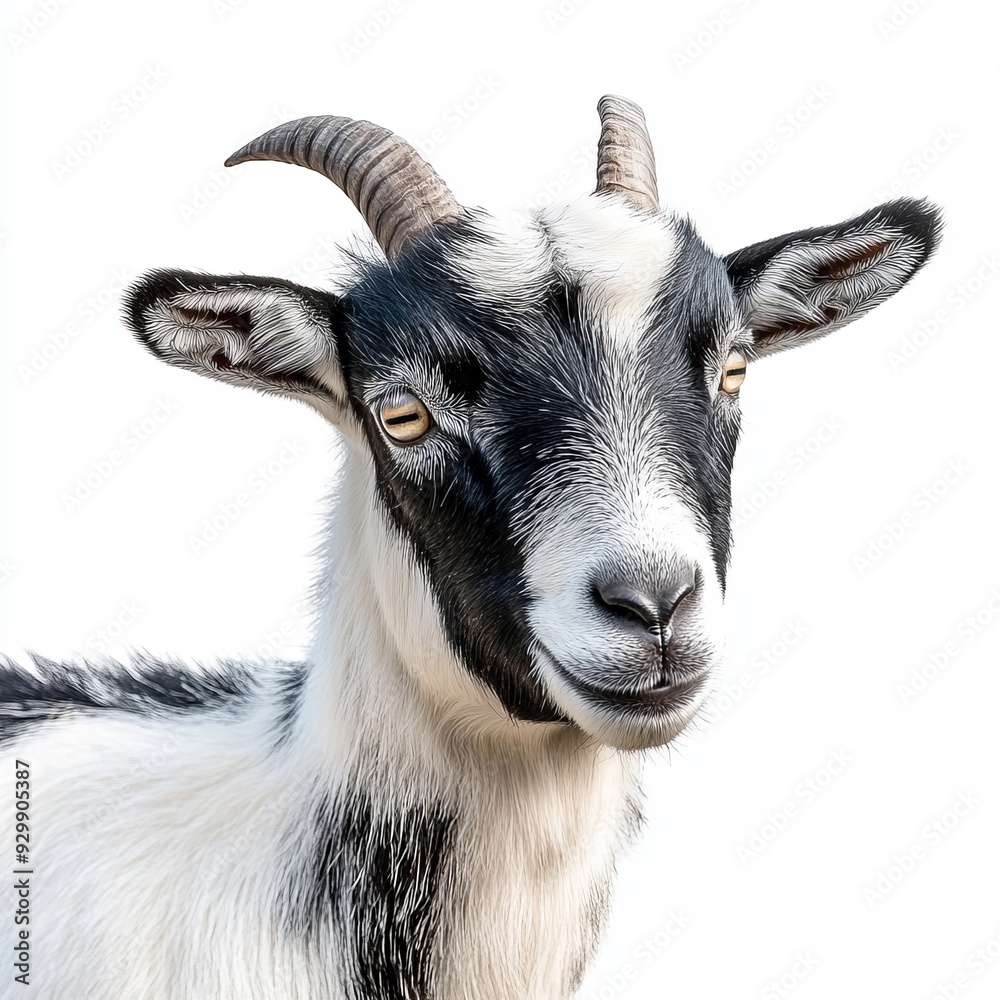 Fototapeta premium Front view of a white male goat, isolated on transparent background