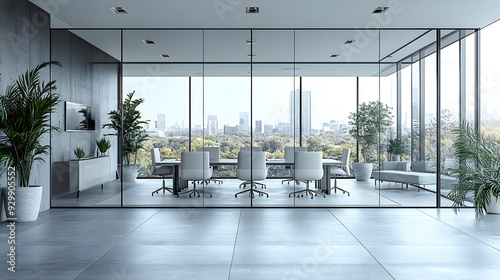 Modern office space with gl...
