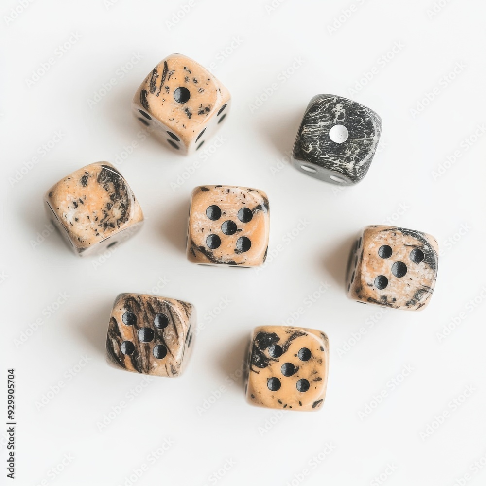 Isolated on a transparent background, a collection of scattered dice fall into the air Isolated on a transparent background, a collection of scattered dice fall into the air