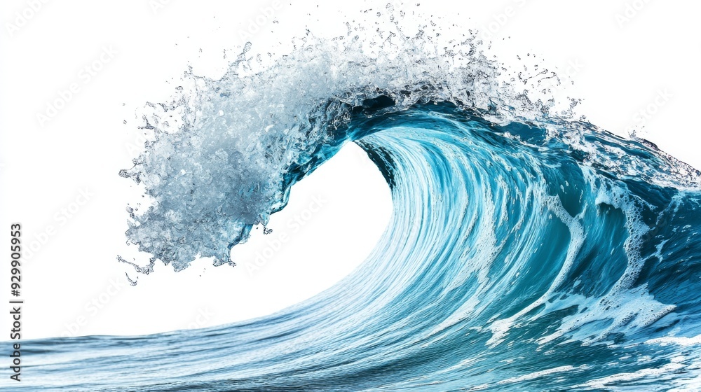 A wave of blue ocean water isolated on a transparent background A wave of blue ocean water isolated on a transparent background