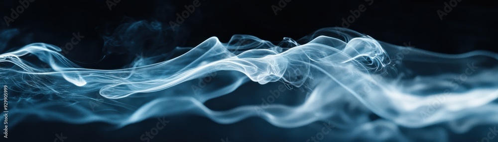 Abstract Smoke Swirls on Dark Background - Mysterious and Ethereal Smoke Patterns in Blue and White Abstract Smoke Swirls on Dark Background - Mysterious and Ethereal Smoke Patterns in Blue and White