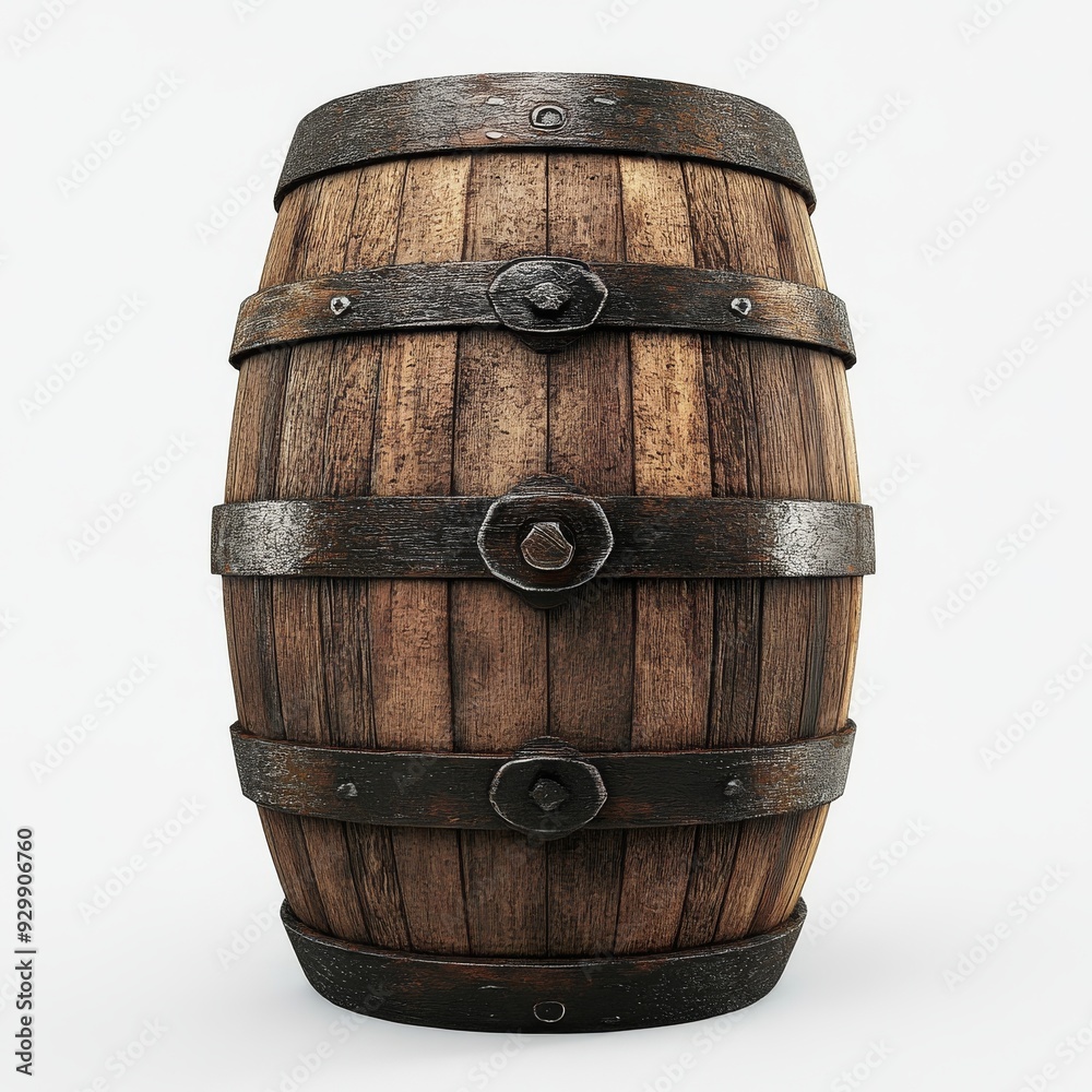 Fototapeta premium Isolated on a transparent background, old wooden barrel
