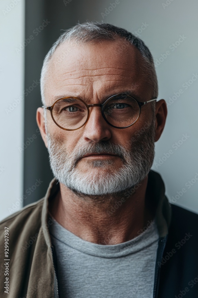 Studio portrait concept with a close-up of a man with glasses on a transparent background Studio portrait concept with a close-up of a man with glasses on a transparent background