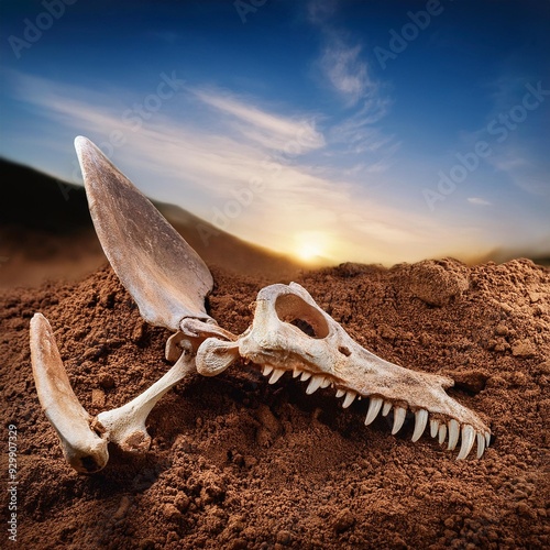 dinosaur bones, AI generated photo