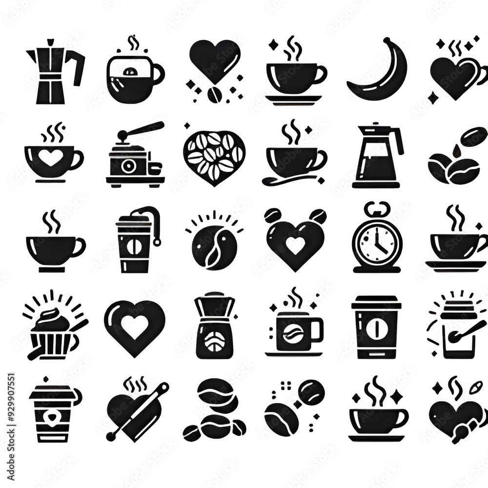 Obraz premium Coffee and tea cup logo Silhouette line art vector illustration on a white background. Coffee and tea set