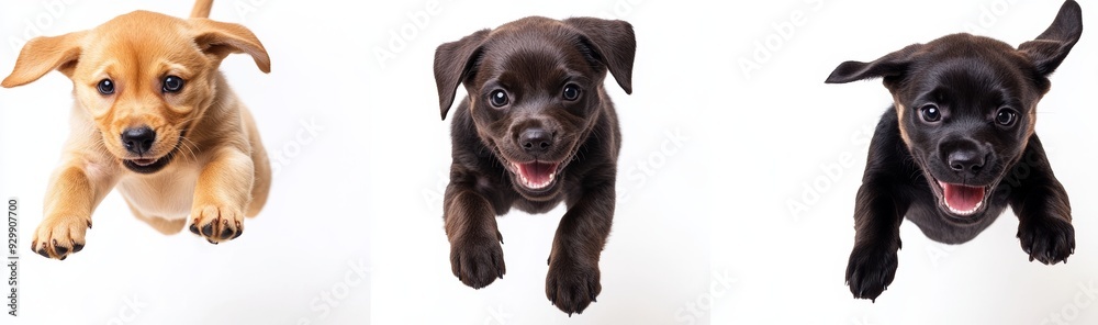 Several happy dogs jumping and playing on a transparent background. Several happy dogs jumping and playing on a transparent background.