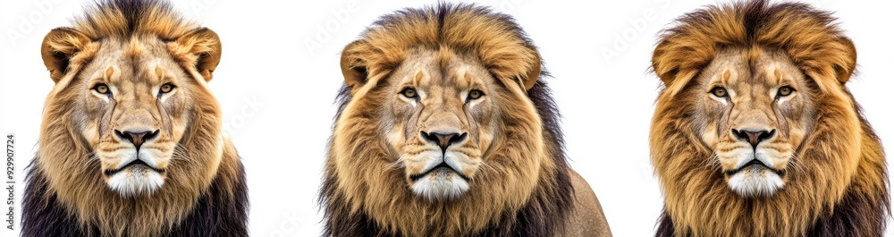 Close-up images of majestic African lions isolated on transparent backgrounds Close-up images of majestic African lions isolated on transparent backgrounds