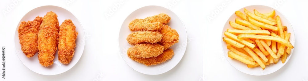 Platter with crisp chicken and French fries on a transparent background Platter with crisp chicken and French fries on a transparent background
