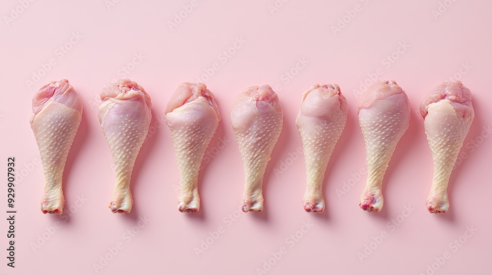 Fototapeta premium Drumsticks or legs of raw chicken isolated on a transparent background