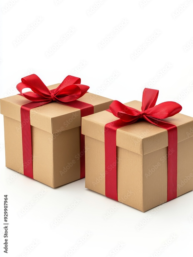 Fototapeta premium Isolated red gift boxes with ribbon on a transparent background