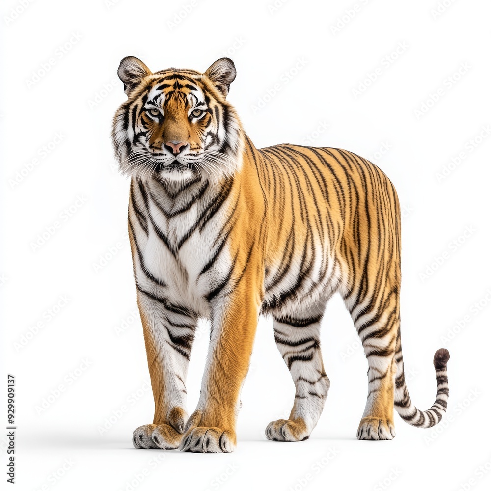 An isolated full-body portrait of a tiger on a transparent background An isolated full-body portrait of a tiger on a transparent background