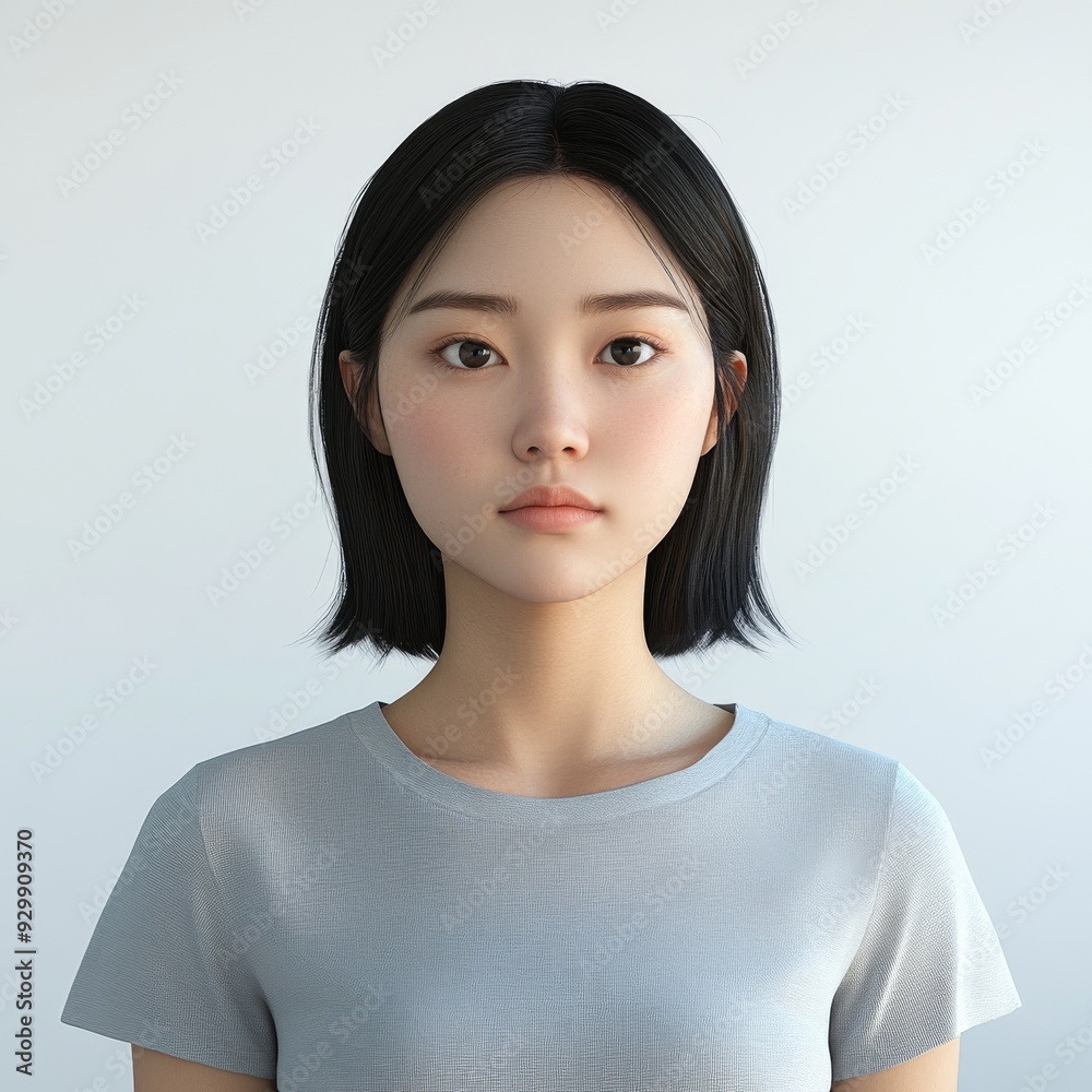 This is a headshot of a beautiful Japanese woman, isolated on a transparent background This is a headshot of a beautiful Japanese woman, isolated on a transparent background