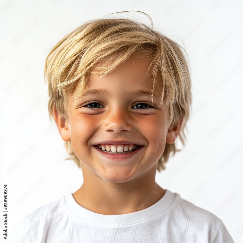 An isolated portrait of a young boy with a smile, on a transparent background An isolated portrait of a young boy with a smile, on a transparent background