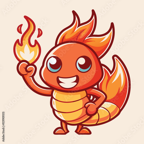 Lobster illustration spitting out spicy fire while giving