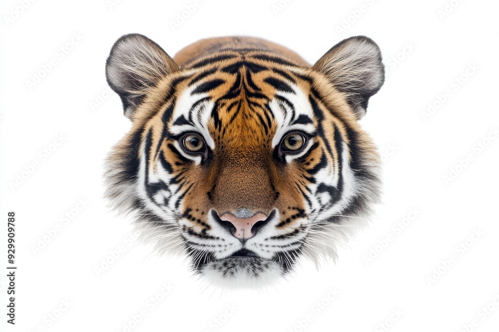 Tiger's face isolated on transparent background, close-up Tiger's face isolated on transparent background, close-up