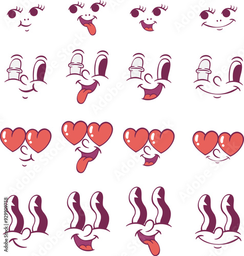 Retro groovy mascot character parts