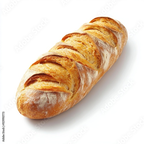 Isolated white baguette bread cut out in transparency