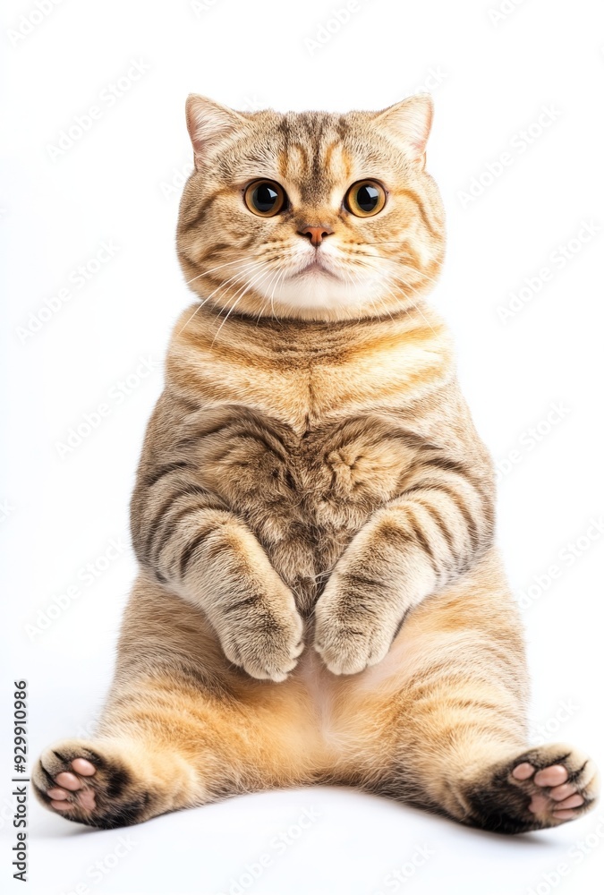 Fototapeta premium Isolated white background with British Shorthair cat standing