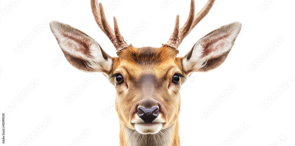 Isolated on a transparent background, a funny deer looks straight Isolated on a transparent background, a funny deer looks straight