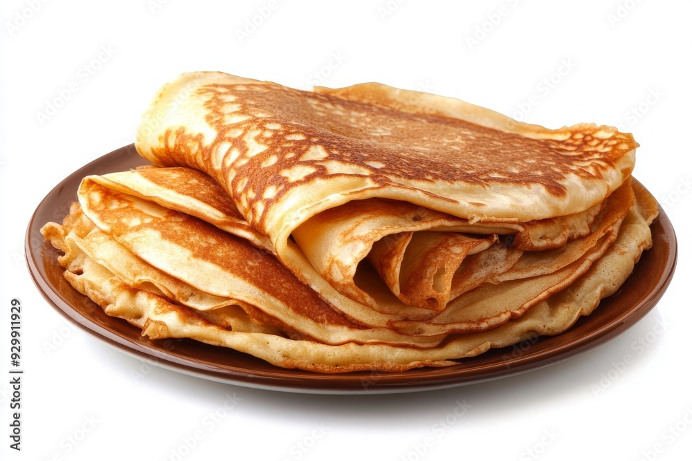 On a transparent background, homemade pancakes are stacked on top of each other On a transparent background, homemade pancakes are stacked on top of each other