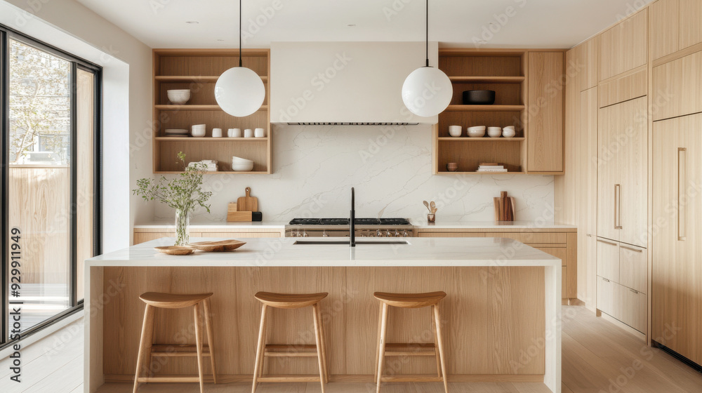 Scandinavian kitchen with clean lines and light wood accents Scandinavian kitchen with clean lines and light wood accents