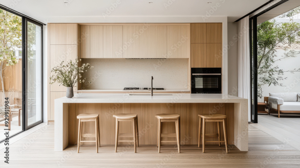 Scandinavian kitchen with clean lines and light wood accents Scandinavian kitchen with clean lines and light wood accents